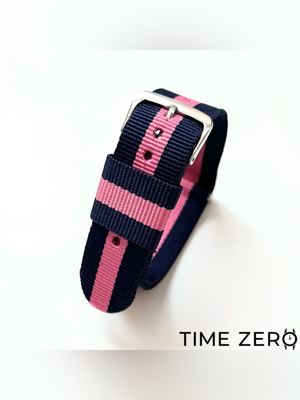 New Women’s Pink/Blue Ribbed Nylon NATO Watch Strap (CLEARANCE)